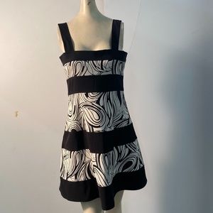 Funky black and white sleeveless stripe dress